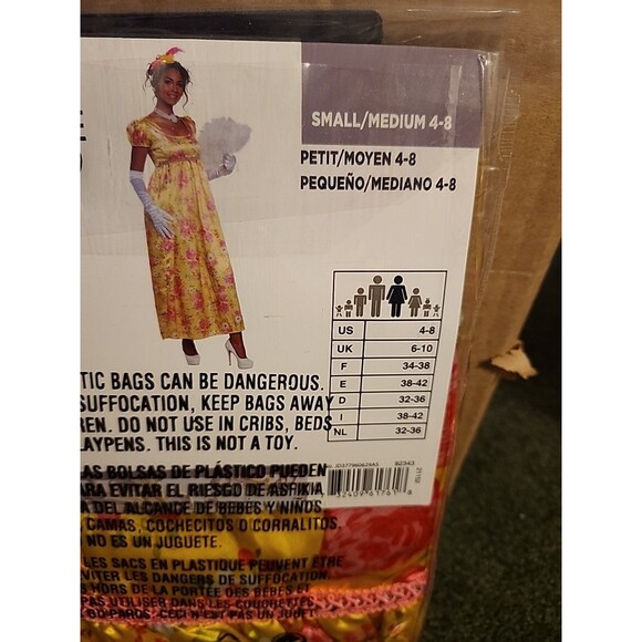 Regency Romance Parade Gown Bridgerton Costume Yellow Pink Floral Women's S/M - Picture 5 of 6